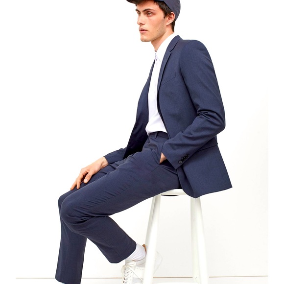 NWOT-H&M Slim Fit lightly textured Blue Suit. - Picture 2 of 4